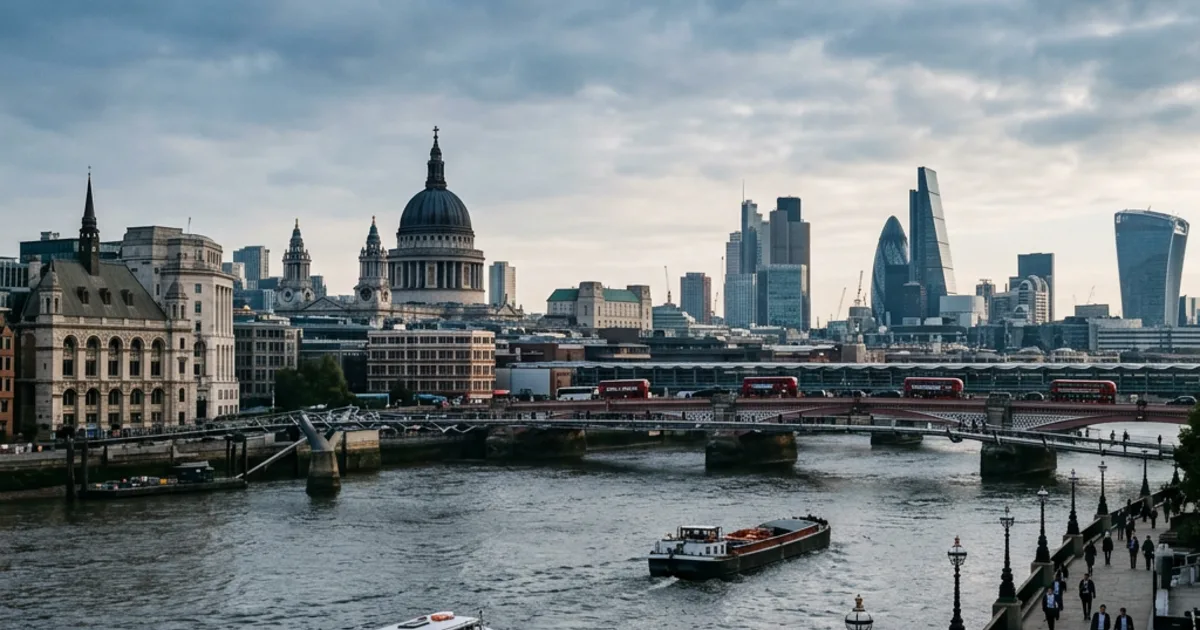 London skyline and the Thames in soft daylight